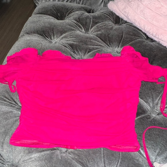 Off the shoulder, rouge, corset crop top - Picture 6 of 8